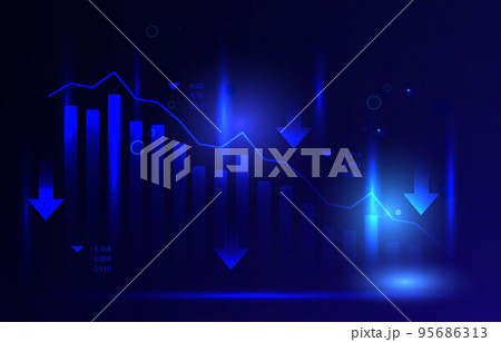 Blue Light Negative Bar Graph Chart Depreciation Business Economic Recession 95686313