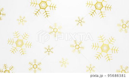 白背景に金色の雪の結晶。背景素材。	 95686381
