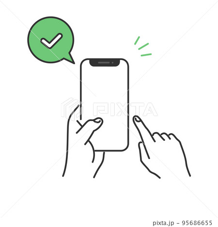 スマートフォンを手に持って操作するイメージイラスト素材 スマートフォンを手に持って操作するイメージイラスト素材 95686655