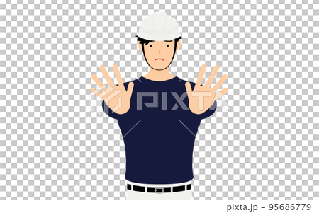木匠男姿勢，“不！”“禁止！”雙手向前伸出 95686779