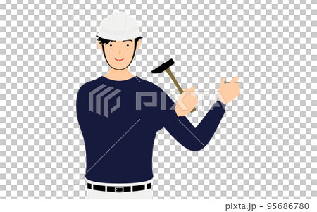 木匠擺姿勢，釘在牆上 95686780