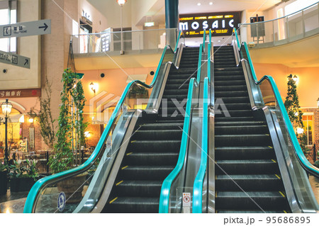 9 April 2012 escalator in a shopping center. Kobe japan 9 April 2012 escalator in a shopping center. Kobe japan 95686895