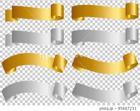 Metallic spinning ribbon 8 types set gold & silver 95687231
