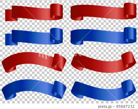 メタリックくるくるリボン8種セット　レッド＆ブルー 95687232