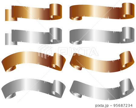 ビンテージくるくるリボン8種セット　ゴールド＆シルバー 95687234