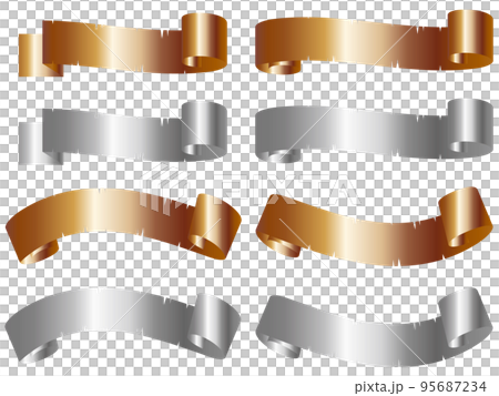 ビンテージくるくるリボン8種セット　ゴールド＆シルバー 95687234