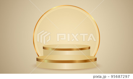 Golden podium and golden lines illustration background 95687297