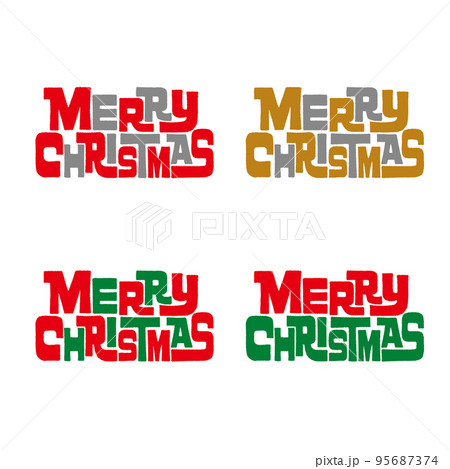 メリークリスマス Merry Christmas オリジナルロゴ文字セットのイラスト素材