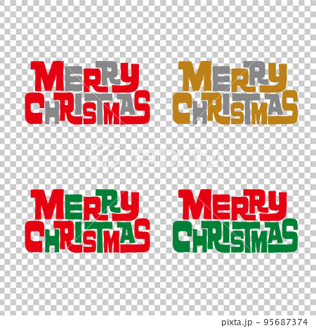 メリークリスマス Merry Christmas オリジナルロゴ文字セットのイラスト素材