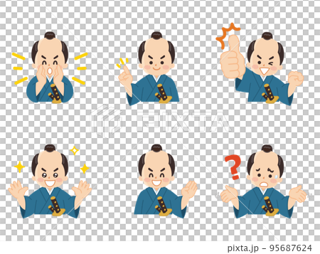 Samurai with topknot samurai samurai facial expression pattern set Samurai with topknot samurai samurai facial expression pattern set 95687624