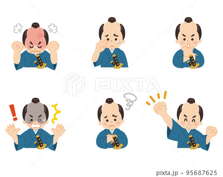 ちょんまげのお侍さん　武士　サムライ　表情パターンセット 95687625