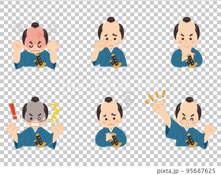ちょんまげのお侍さん　武士　サムライ　表情パターンセット 95687625
