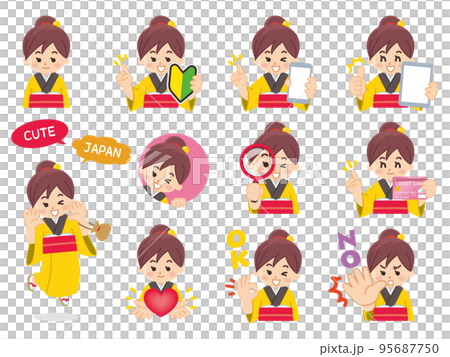 町娘　バリエーション　初心者マーク　スマートフォン　タブレット　虫眼鏡　クレジットカード 95687750