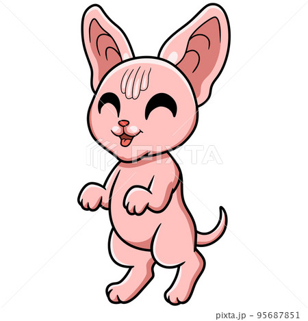 Cute sphynx cat cartoon standing - Stock Illustration [95687851] - PIXTA