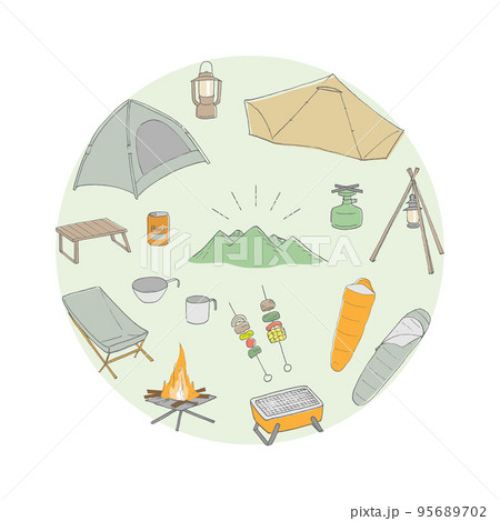 キャンプ用品の円デザイン キャンプ用品の円デザイン 95689702