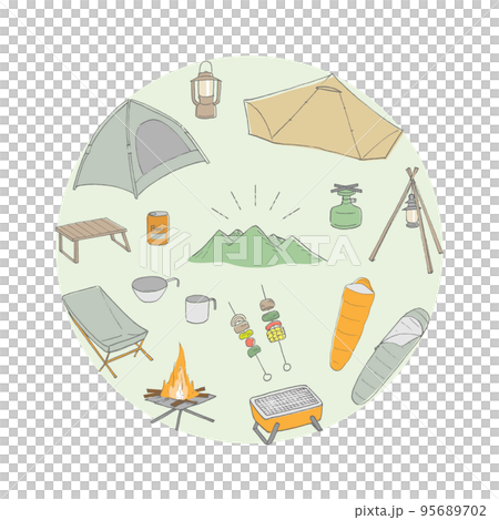 キャンプ用品の円デザイン キャンプ用品の円デザイン 95689702