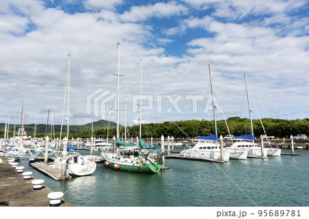 View of Houbihu yacht harbor at Kenting National Park in Pingtung, Taiwan. It was the first international yacht harbor in Taiwan. 95689781
