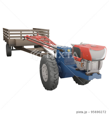 3D render thailand tractor hand control and trailer right side and front to rear view. png illustration. 3D render thailand tractor hand control and trailer right side and front to rear view. png illustration. 95690272
