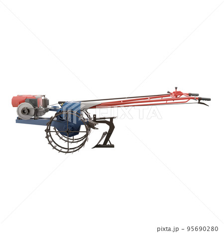 3D render thailand tractor hand control with steel wheels and one pull accessaries side view.png illustration. 95690280