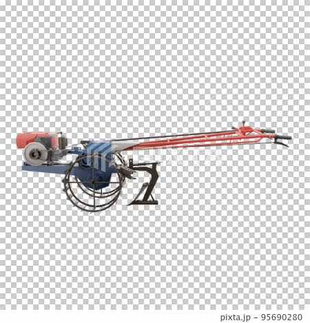 3D render thailand tractor hand control with steel wheels and one pull accessaries side view.png illustration. 95690280