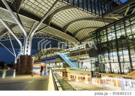 Modern building view of the Taichung railway station in Taiwan. It is served by Taiwan Railways Administration. 95690315