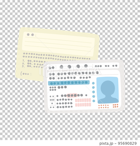 ゆるくてラフな手描きの免許証　裏表 95690829