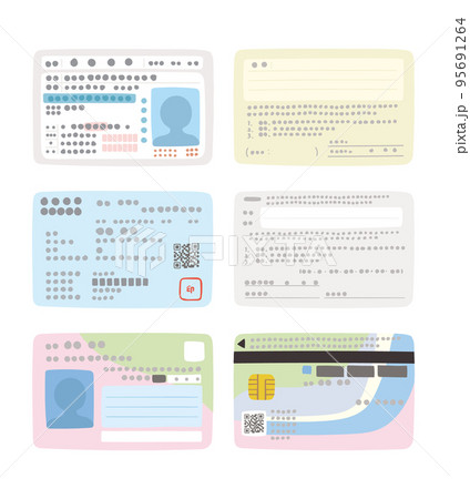 ゆるくてラフな手描きの身分証明証セット　裏表 95691264