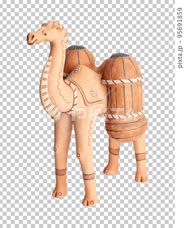 A camel, clay oriental souvenir on a white background A camel, clay oriental souvenir on a white background 95691859