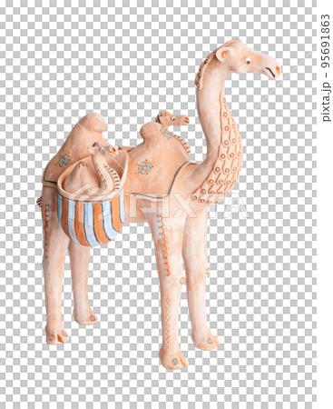 A camel, clay oriental souvenir on a white background 95691863