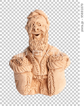 A grand father, clay oriental souvenir on a white background 95691870