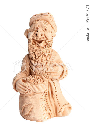 A grand father, clay oriental souvenir on a white background A grand father, clay oriental souvenir on a white background 95691871