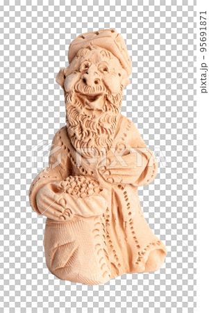 A grand father, clay oriental souvenir on a white background 95691871