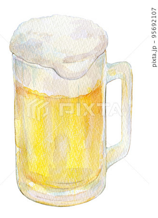 水彩イラスト　生ビール 95692107