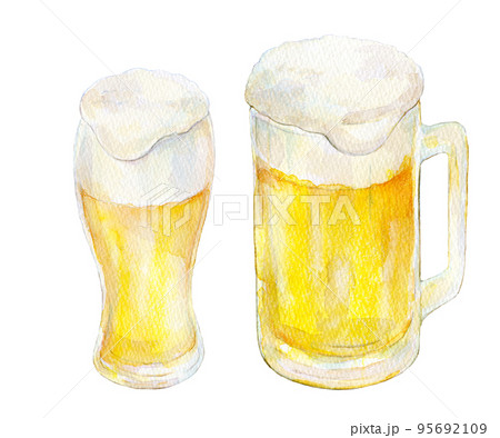 水彩イラスト 生ビール 水彩イラスト 生ビール 95692109