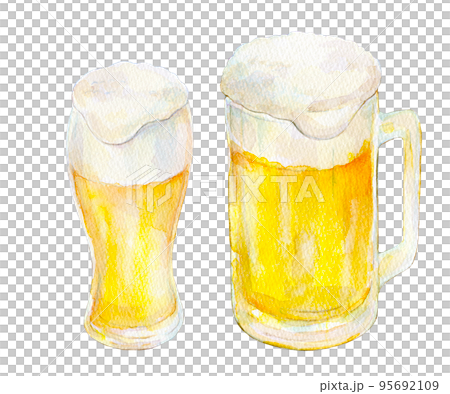 水彩イラスト 生ビール 水彩イラスト 生ビール 95692109