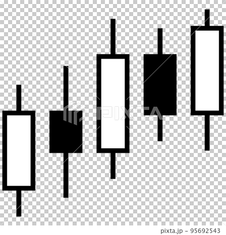 ローソク足チャートのシンプルな白黒アイコン 95692543