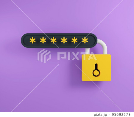 Password with lock 3d illustration. Protected password concept render for web. 95692573