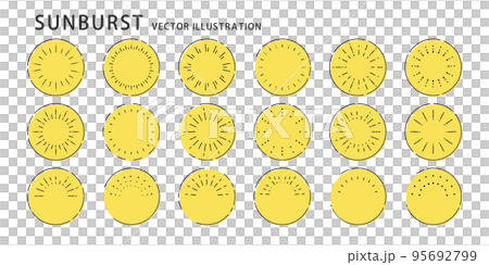 Sunburst design set vector material Sunburst design set vector material 95692799