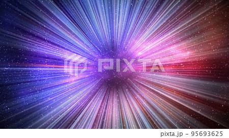 Hyperspace speed effect in night starry sky. Bright blue and red galaxy, horizontal background 95693625