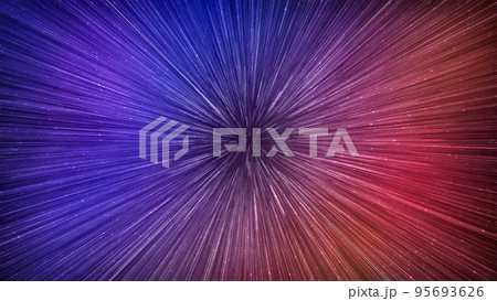 Hyperspace speed effect in night starry sky. Bright blue and red galaxy, horizontal background 95693626