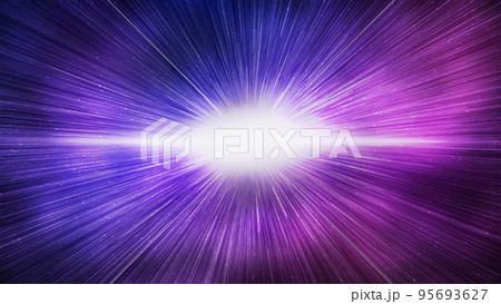 Big bang effect on bright purple blue galaxy sky, horizontal background 95693627