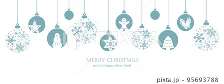 merry christmas banner with hanging ball...のイラスト素材 [95693788] - PIXTA
