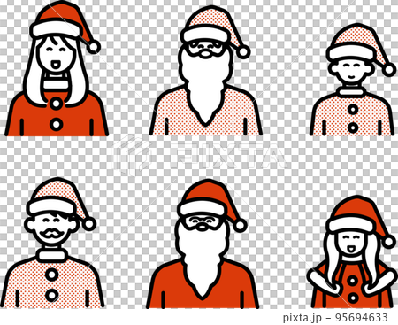 サンタクロースの衣装を着た人々のアバターイラストセット 95694633