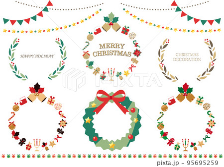 クリスマスの飾りとリースのセット クリスマスの飾りとリースのセット 95695259