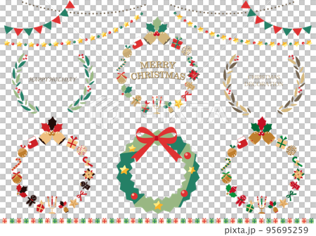 クリスマスの飾りとリースのセット クリスマスの飾りとリースのセット 95695259