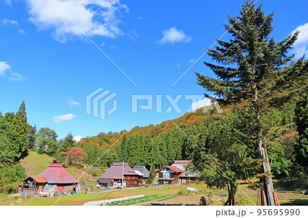 秘境秋山郷　見倉集落の秋 95695990