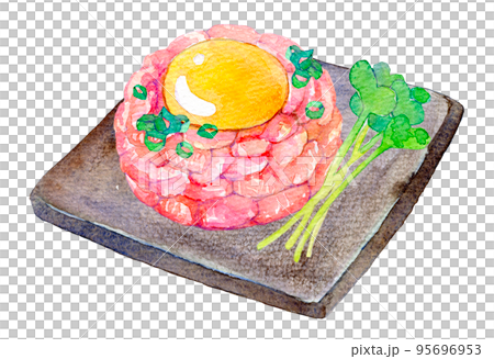 水彩イラスト　ユッケ　ユッケ風　食べ物 95696953