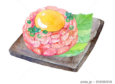 水彩イラスト　ユッケ　ユッケ風　食べ物 95696956