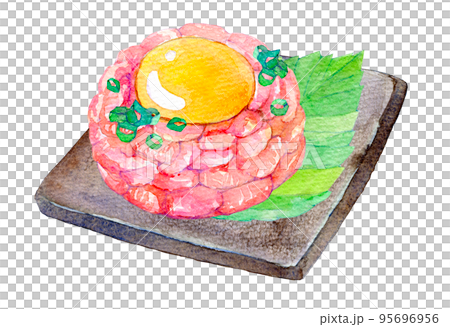 水彩イラスト　ユッケ　ユッケ風　食べ物 95696956