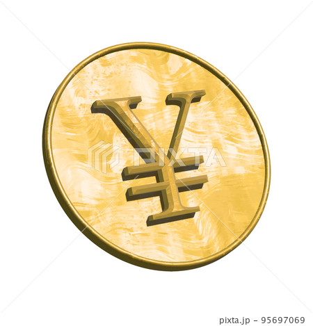 円マークの金貨イラストのイラスト素材
